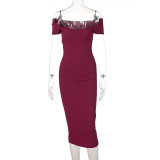 One Shoulder Solid Color Slim Midi Dress GLAG-D1C7527G