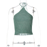 Sexy Solid Color Halterneck Tops GLAG-T4416217G