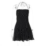 Fashion Polka Dot Printed Halterneck Mini Dress GLAG-D5418805