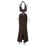 Hollow Out Wrap Patchwork Long Maxi Dress GLAG-D4318763F