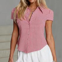 Short Sleeve Plaid Print Shirts GNZD-51713TBD