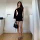 Solid Color Single Shoulder Patchwork Mini Dress GLAG-D5418806F