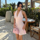 Hollow Out Backless V Neck Lace Mini Dress GLAG-D4118682F