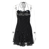 Fashion Polka Dot Printed Halterneck Mini Dress GLAG-D5418805