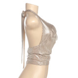 Backless Tie Up Halterneck Tops DLSF-K25L67984