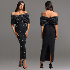 One Shoulder Hot Drill Slim Maxi Dress BY-7315