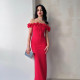 Solid Color One Shoudler Tie Up Maxi Dress GLAG-D5218575F