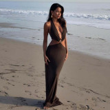Hollow Out Wrap Patchwork Long Maxi Dress GLAG-D4318763F
