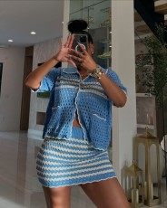 Loose Knits Short Sleeve Beach Skirt 2 Piece Set TR-1331