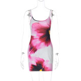 Sexy Print U Neck Sling Mini Dress GLAG-D5318601G