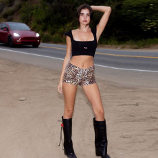 Leopard Print Slim Shorts GLAG-P5218640F