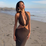 Hollow Out Wrap Patchwork Long Maxi Dress GLAG-D4318763F