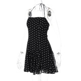 Fashion Polka Dot Printed Halterneck Mini Dress GLAG-D5418805