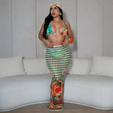 Printed Bikini Swimsuit 3 Piece Set Without Headscarf CYA-901773