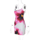 Sexy Print U Neck Sling Mini Dress GLAG-D5318601G