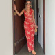 Deep V Neck Patchwork Sleeveless Maxi Dress GLAG-D4C18182G