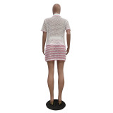 Loose Knits Short Sleeve Beach Skirt 2 Piece Set TR-1331