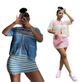 Loose Knits Short Sleeve Beach Skirt 2 Piece Set TR-1331