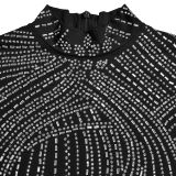 Mesh See Through Hot Drill Mini Dress BY-7347