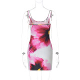 Sexy Print U Neck Sling Mini Dress GLAG-D5318601G