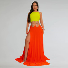 Circle Tie Backless Split Long Dress BY-7300