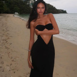 Solid Color Backless Tube Top Maxi Dress GYME-K25D65297