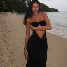 Solid Color Backless Tube Top Maxi Dress GYME-K25D65297