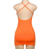 U Neck Hot Drill Backless Mini Dress GYME-K25D65226
