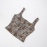 Leopard Print Sleeveless Vest Top Half Skirt Two Piece Set GDSF-D25ST125