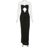 Solid Color Backless Tube Top Maxi Dress GYME-K25D65297