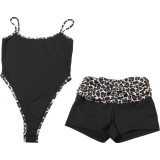 Leopard Print Sling Bodysuit And Tight Shorts Suit GYME-K25S63960