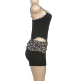 Leopard Print Sling Bodysuit And Tight Shorts Suit GYME-K25S63960