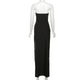 Solid Color Backless Tube Top Maxi Dress GYME-K25D65297