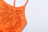 U Neck Hot Drill Backless Mini Dress GYME-K25D65226