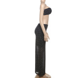 Polka Dot Wrap Vest Mesh Half Body Skirt Two Piece Set GYME-K25S69229