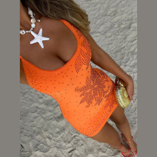 U Neck Hot Drill Backless Mini Dress GYME-K25D65226