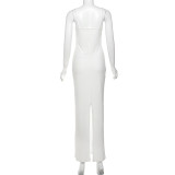 Solid Sleeveless Square Neck Maxi Dress GYME-K25D67022
