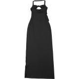 Twisted Hollow Out Solid Color Maxi Dress GYME-K25D66267