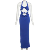 Twisted Hollow Out Solid Color Maxi Dress GYME-K25D66267