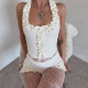 Solid Color Ruffle Tank Top Shorts Two Piece Set GYME-K25S68901
