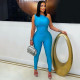 Solid Color Slash Shoulder Tops Tight Pants Suit GDSF-D25ST141