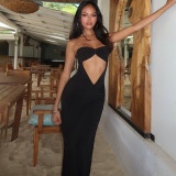 Solid Color Backless Tube Top Maxi Dress GYME-K25D65297