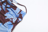 Vintage Printed Sexy V-Neck Backless Dress GYME-K25D70027