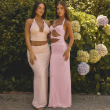 Twisted Hollow Out Solid Color Maxi Dress GYME-K25D66267