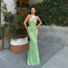 Sexy Halterneck Tie Hollow Butterfly Gown Dress GYME-K24S60274