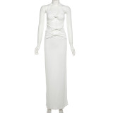 Twisted Hollow Out Solid Color Maxi Dress GYME-K25D66267