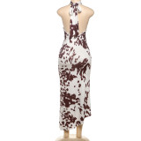 Sexy Print Sleeveless Hollow Out Maxi Dress GYME-K25D65010