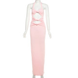 Twisted Hollow Out Solid Color Maxi Dress GYME-K25D66267