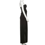 Solid Color Backless Tube Top Maxi Dress GYME-K25D65297