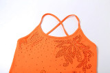 U Neck Hot Drill Backless Mini Dress GYME-K25D65226